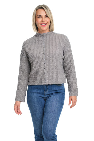 Textured Stripe Funnel Neck Top