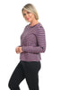 Black Striped Boxy Mock Neck Top