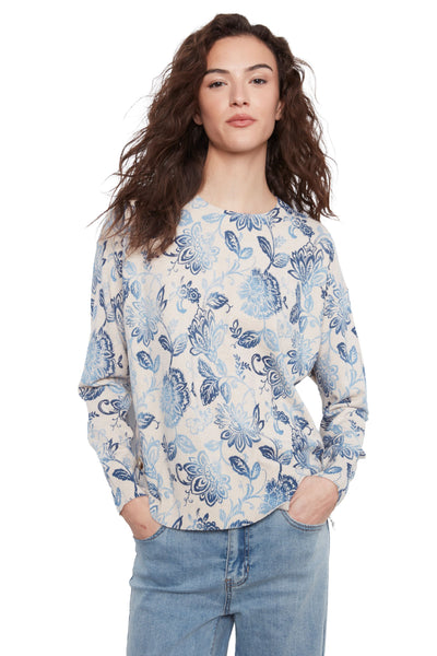Side Button Floral Sweater