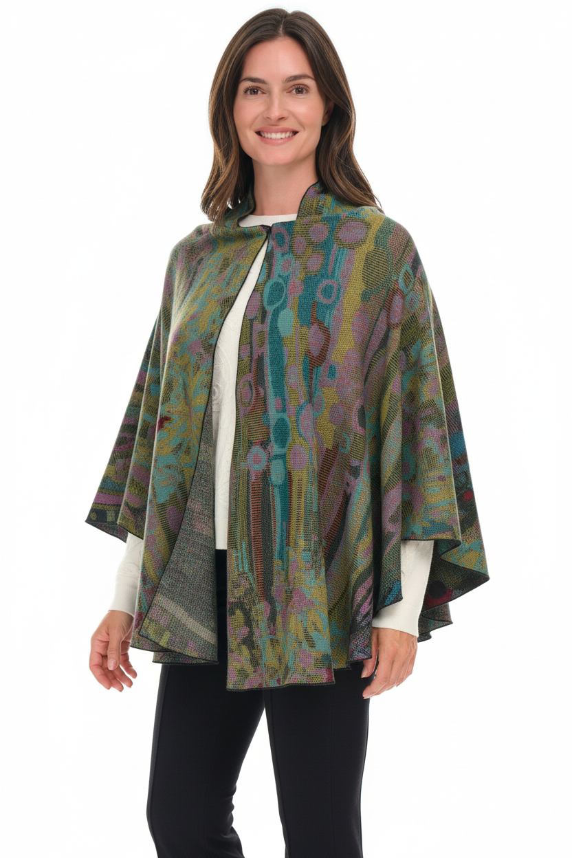 Reversible Cashmere Shawl worn open with full framing